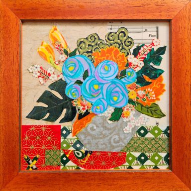 A Fine Finish - collage on board, 8x8" framed