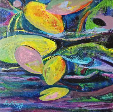Life Aquatic II, Acrylic on board, 12 x 12"