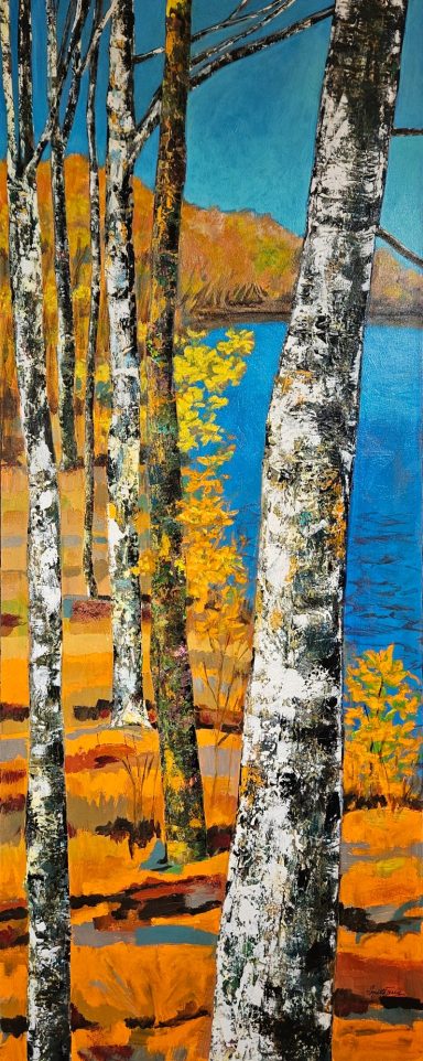 Slice of Heaven, 24 x 60" , acrylic & collage on canvas